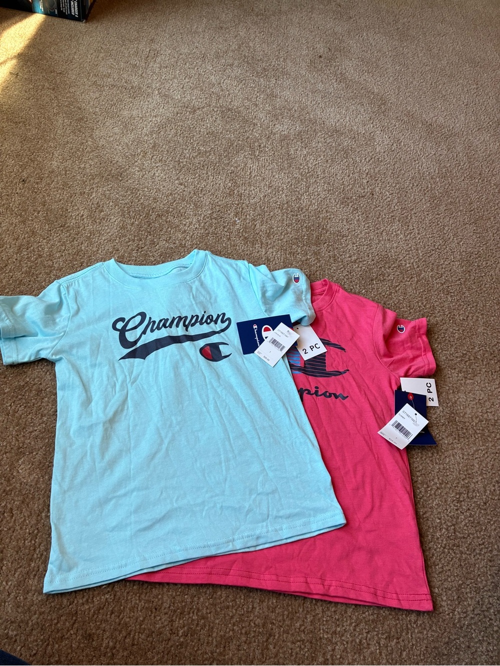 Champion Kids Short-Sleeve Tee Set in Aqua Blue & Pink